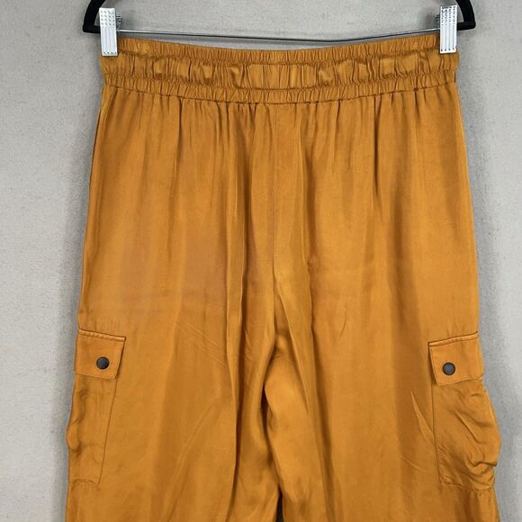 Cinq a Sept Pants Womens Medium Mustard Nuluu Bow Ruffle Tiered Cargo Wide Leg - Picture 8 of 16